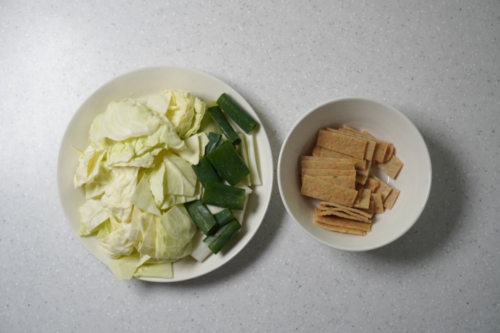 대파, 양배추, 어묵 준비하기